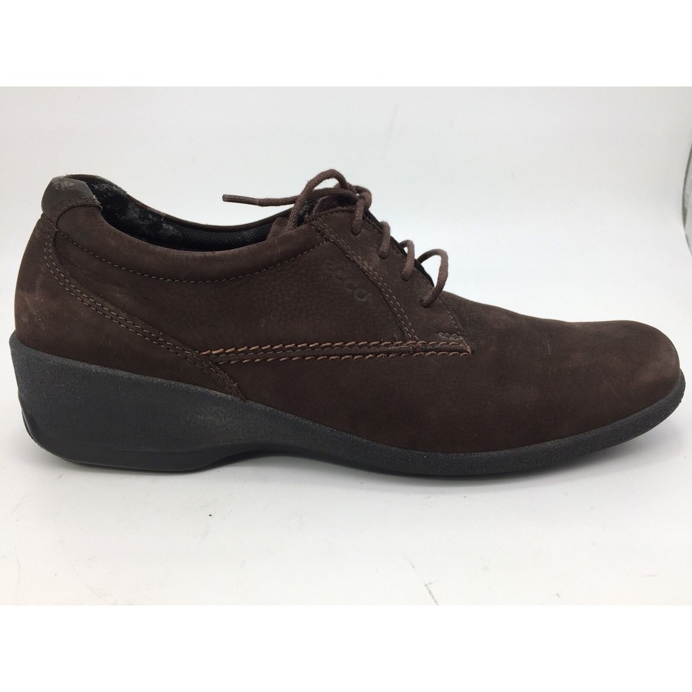 ECCO Women's Brown Suede Wedge Casual Lace Up Walking Shoes Size EU 39/US‎ 8-8.5